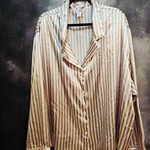 Lilac+London Satin Notch Collar Long Sleeve Pajama Top & Bottoms set Pink & Gray